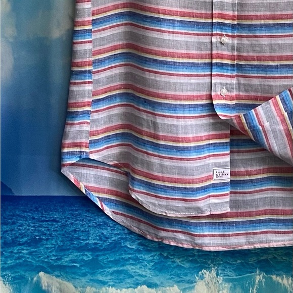 Frank & Eileen Fiona Sleeveless Classic Linen Blouse Size: S Multi Color Stripe - Picture 6 of 16